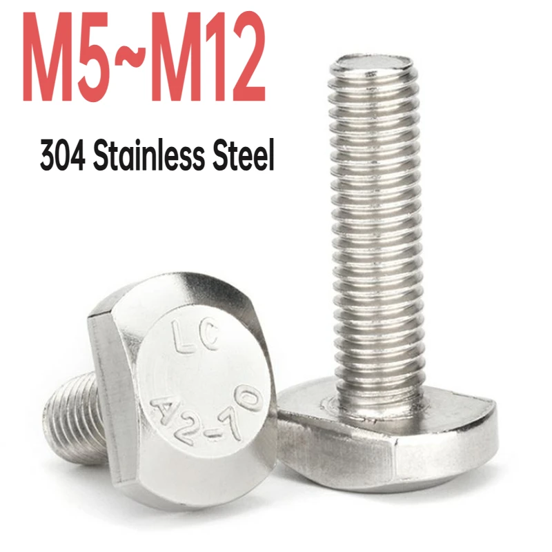 

1/10 шт. M5 M6 M8 M10 M12 304 A2 Т-образный винт с молотковой головкой из нержавеющей стали, болт с канавкой для Т-образного паза, направляющая под углом GB37