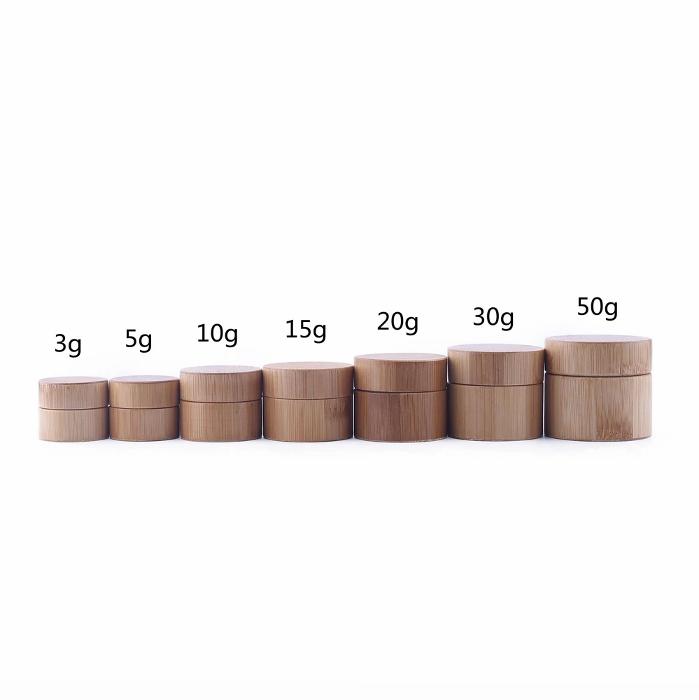 

3/5/10/15/20/30/50g Refillable Bottles Travel Face Cream Lotion Cosmetic Container Bamboo Plastic Empty Makeup Jar Pot