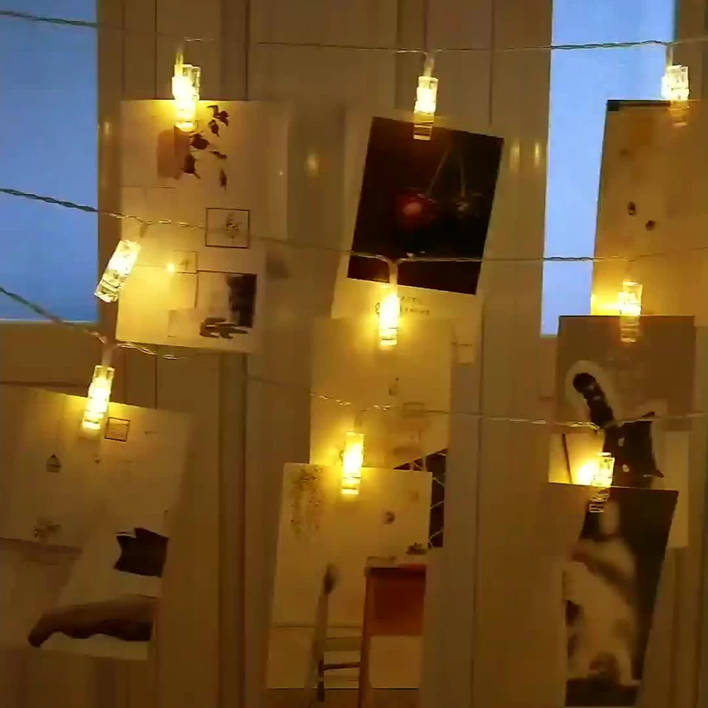 

10M80D 6M40D 3M20D 1.5M20D Photo Clip Light Strings AA Battery-Powered Decorative Christmas Wedding Party Holiday Fairy Lamp