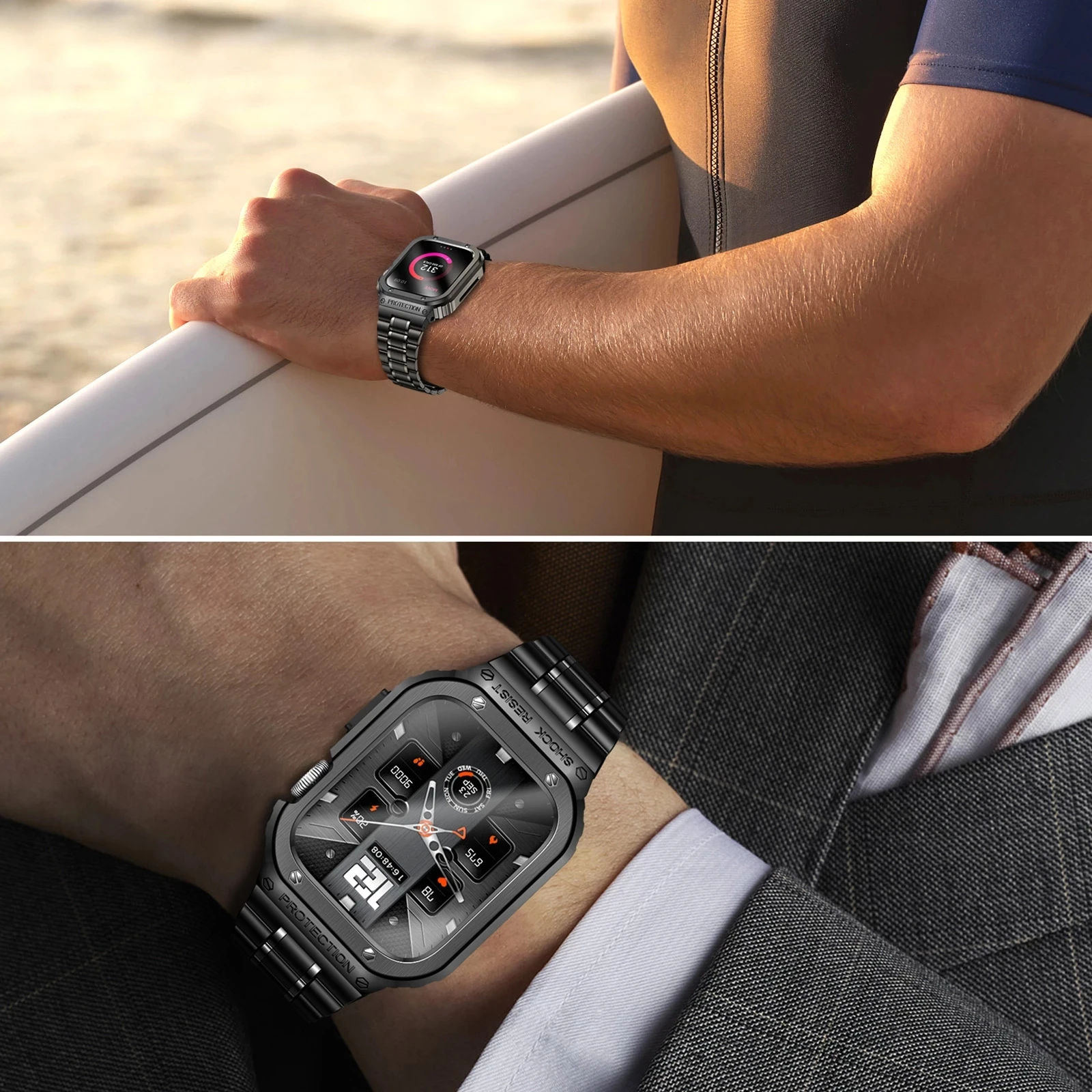 Stainless Steel Metal Case+Strap For Apple Watch Band 45mm 44mm 49mm Bumper Frame Cover Accessories iWatch Series 8 Ultra 6 SE 7