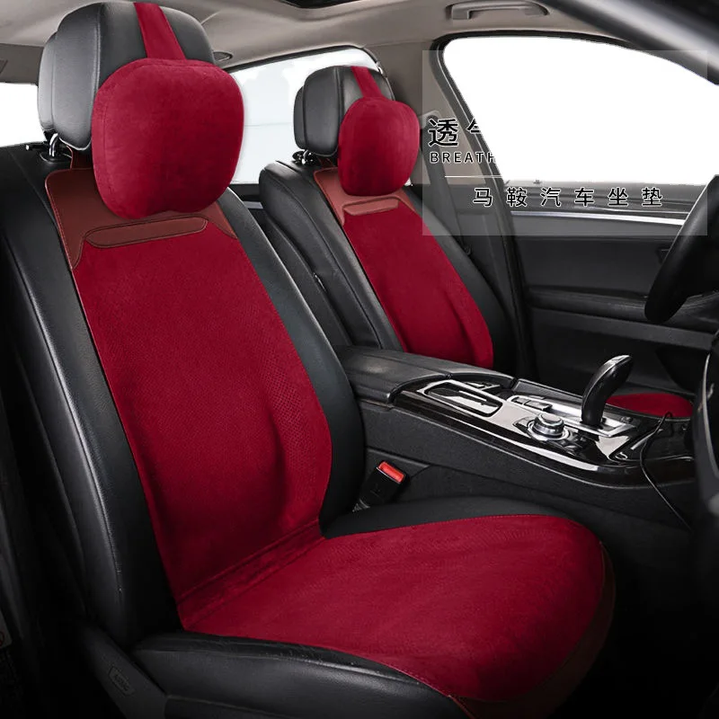 

Car Seat Cushion All Seasons Ultra Thin Napa Suede Winter Ventilated Saddle Mesh Red Breathable Seat Cushion