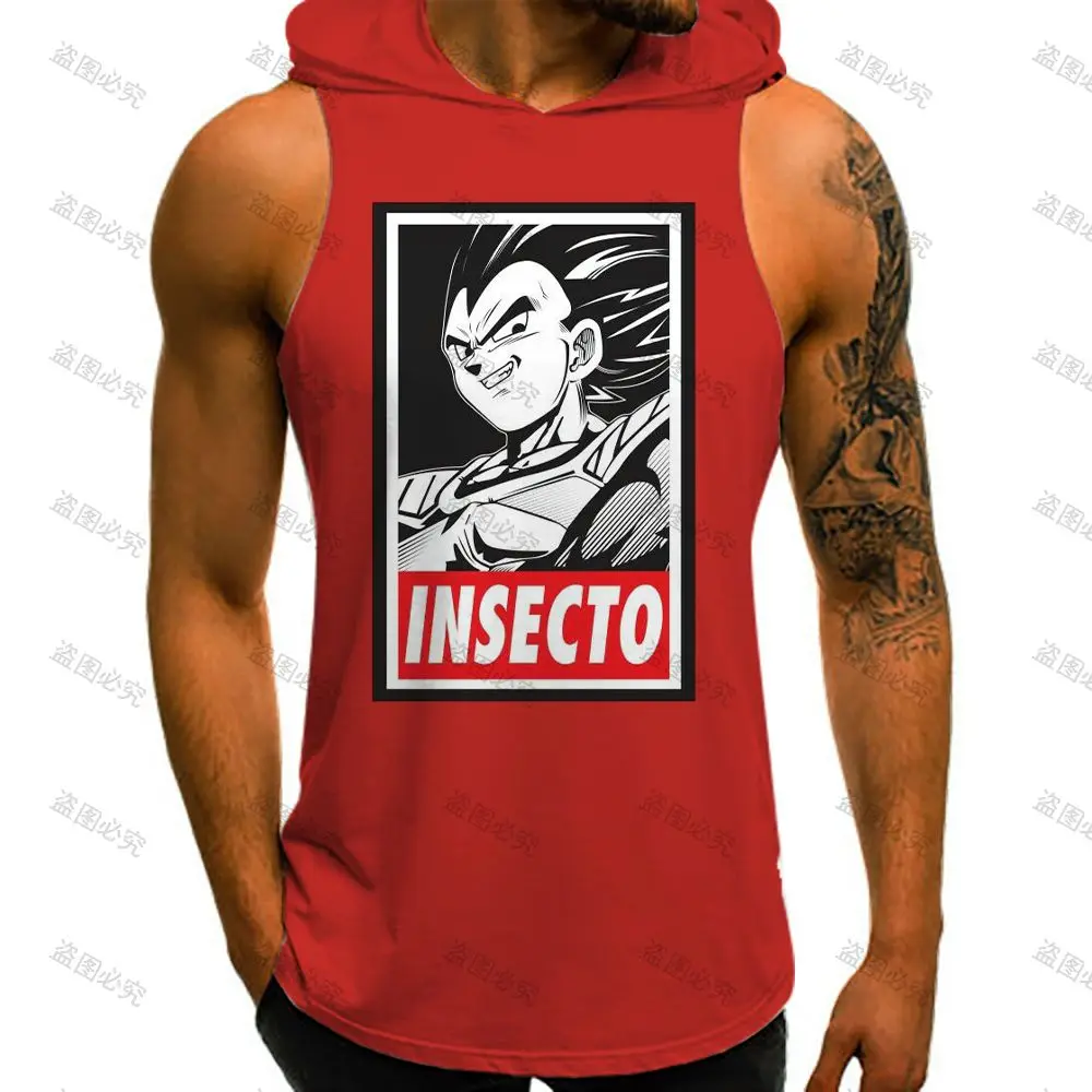 

Running Tank Top Men Vest With Hood Sleeveless Gym Shirt Dragon Ball Z Bodybuilding Mens Muscle Vest High Street 2022 Streetwear
