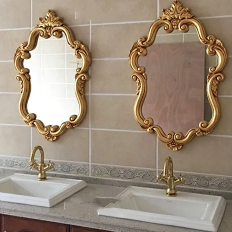 

Большой зеркальный Настенный 3d декоративный домашний винтажный макияж индийское Золотое зеркало неправильной формы кружевной блеск внутр...