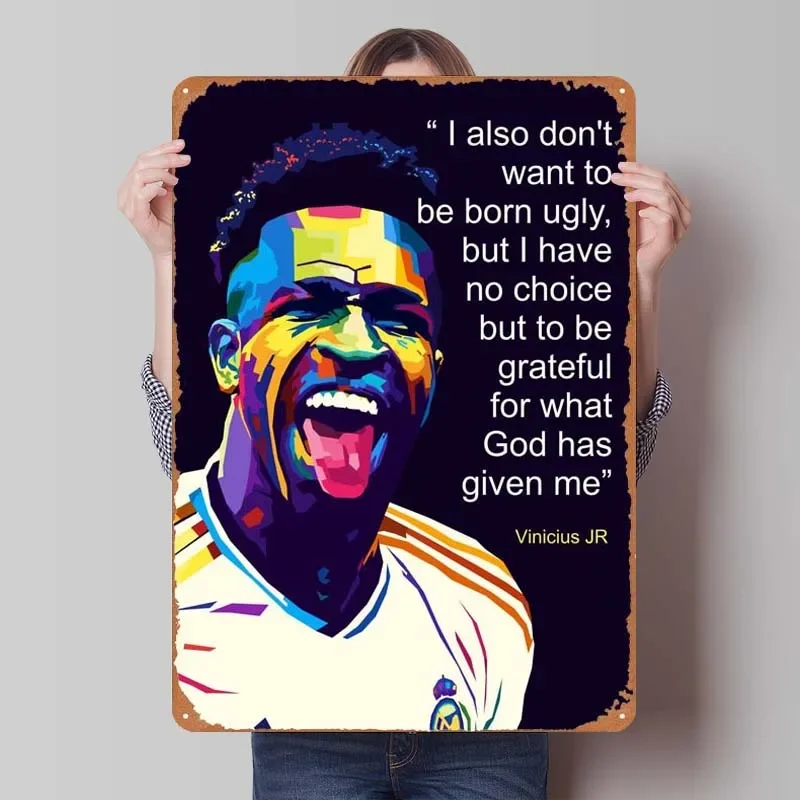 Винтажный металлический знак Vinicius JR Wpap Pop Art Жестяная Табличка украшение для
