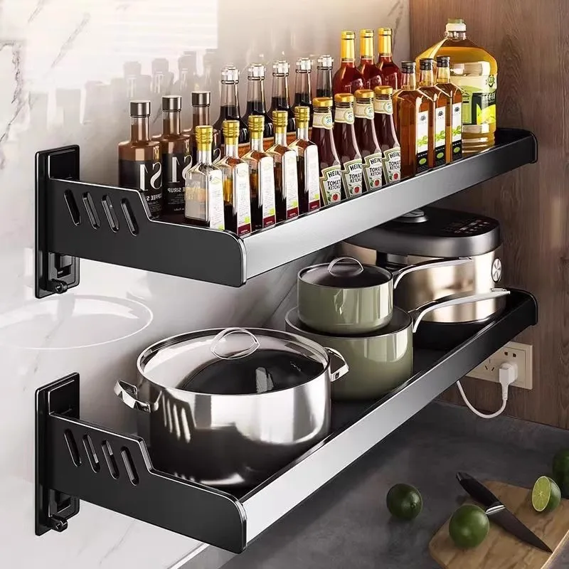 

Kitchen Storage Non Perforated Microwave Oven Hanging Rack Wall Seasoning Storage Multifunctional