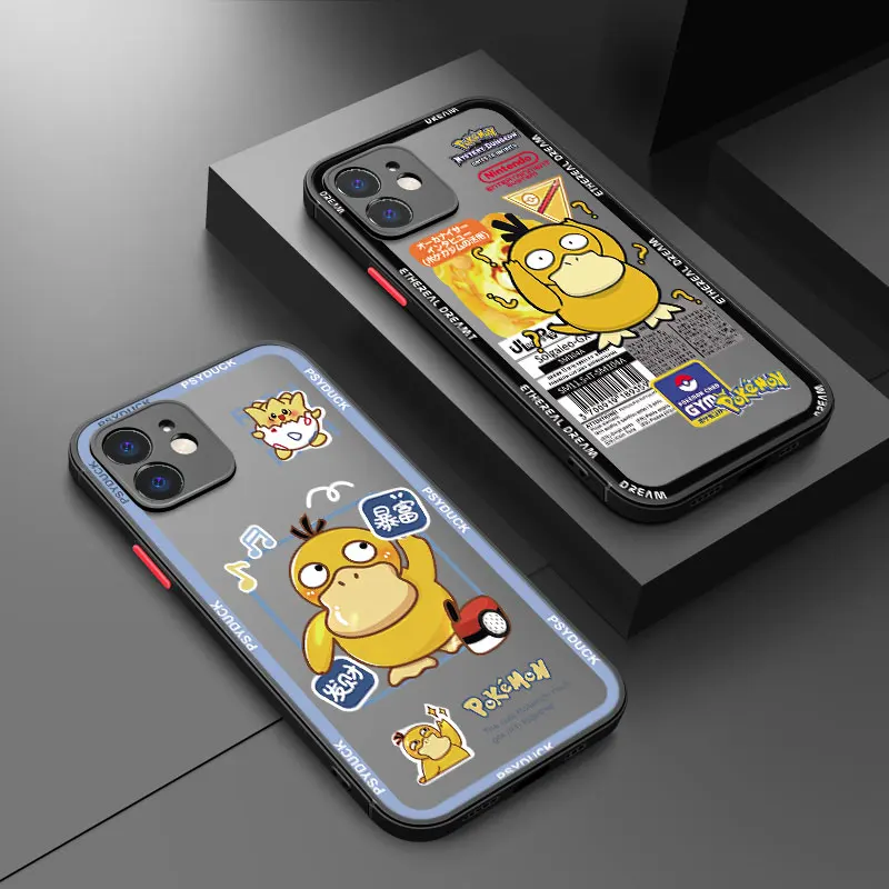 P-Pokemon P-Psyduck матовый полупрозрачный чехол для телефона Apple iPhone 12 13 Mini 11 14 15 16 Pro Max 7 8
