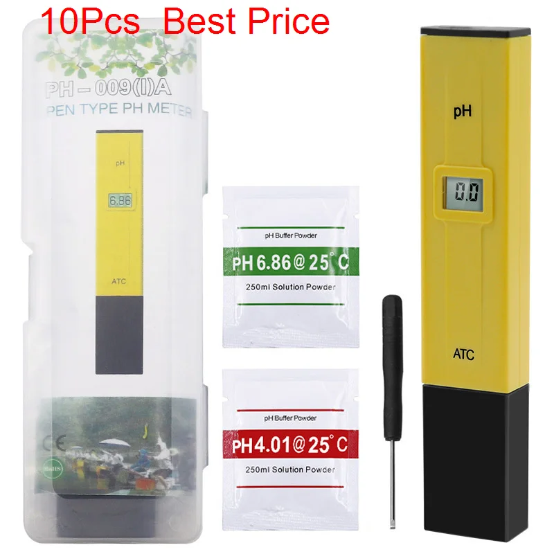 

10Pcs/lot Digital PH Meter 0.01 High Accuracy Quality 0-14 Measurement Range with ATC for Household Drinking Water,Aquarium