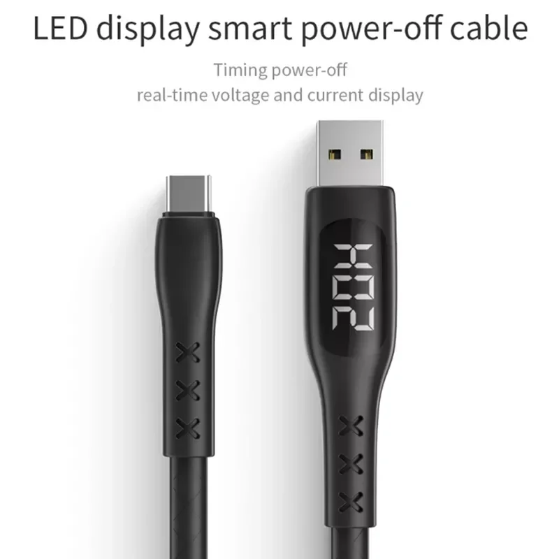 

NEW Smart Timer Charge Cable 1.2m For Android Timing Power-off Data Line, Current Voltage Display Charging Wire