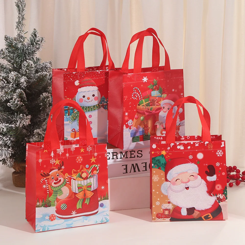 

Christmas Non-Woven Bags Printed Colorful Tote Bags Party Gift Wrapping Bags Kids Holiday Happy New Year Party Favors