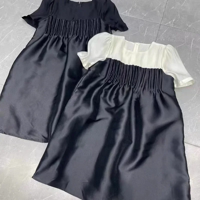 Новинка 2024 женская одежда в Дунгуане элитное черно-белое платье свободного кроя