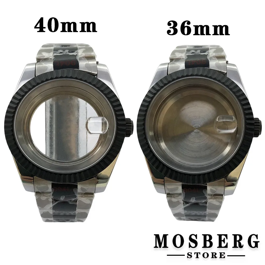 Watch Case 36mm 40mm Stainless Steel Sapphire Glass For NH35 NH36 ETA2836 Miyota8215 8205 821A DG2813 3804 ETA2824 PT5000 ST2130