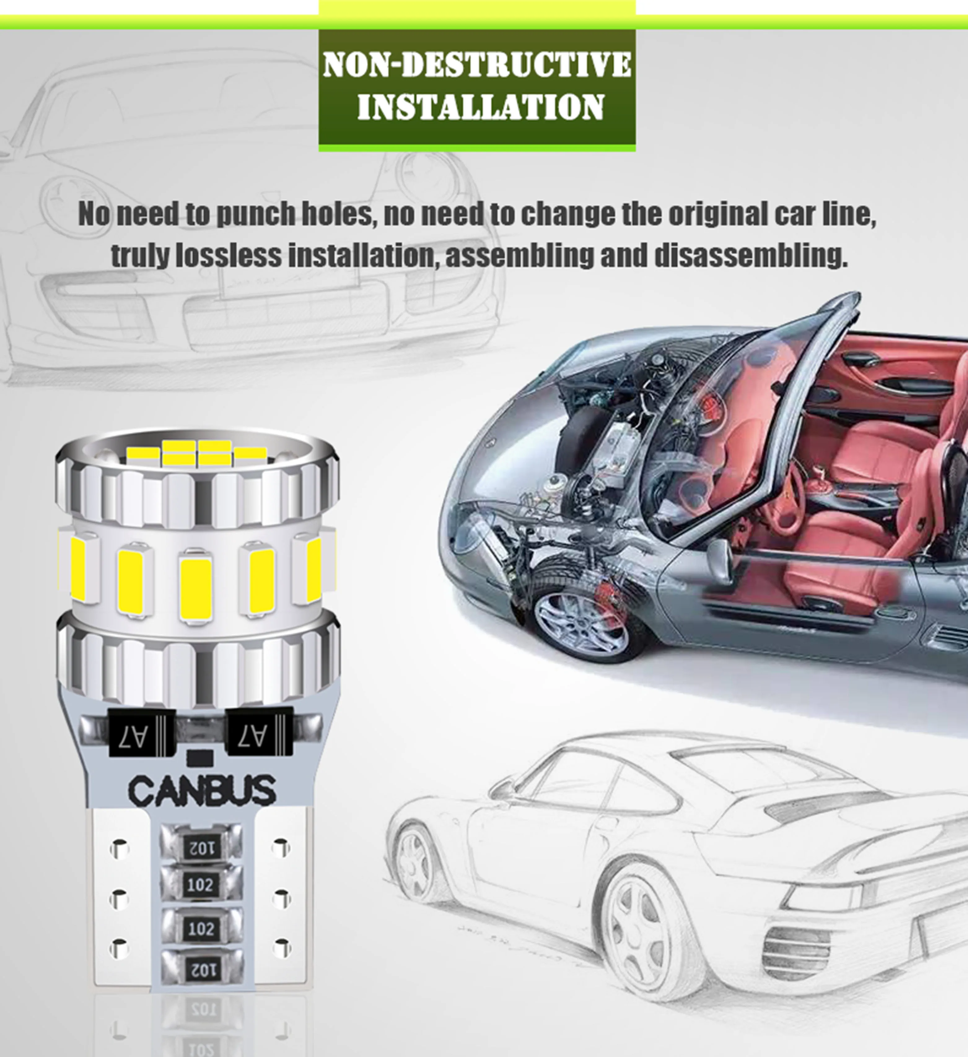 Фото jiachi 100 шт. T10 W5W Светодиодная лампа Canbus 194 168 Без ошибок 18SMD 3014 Белый Синий Красный Желтый Светодиодный Парковочный Светильник Для чтения Внутренний Свет №3