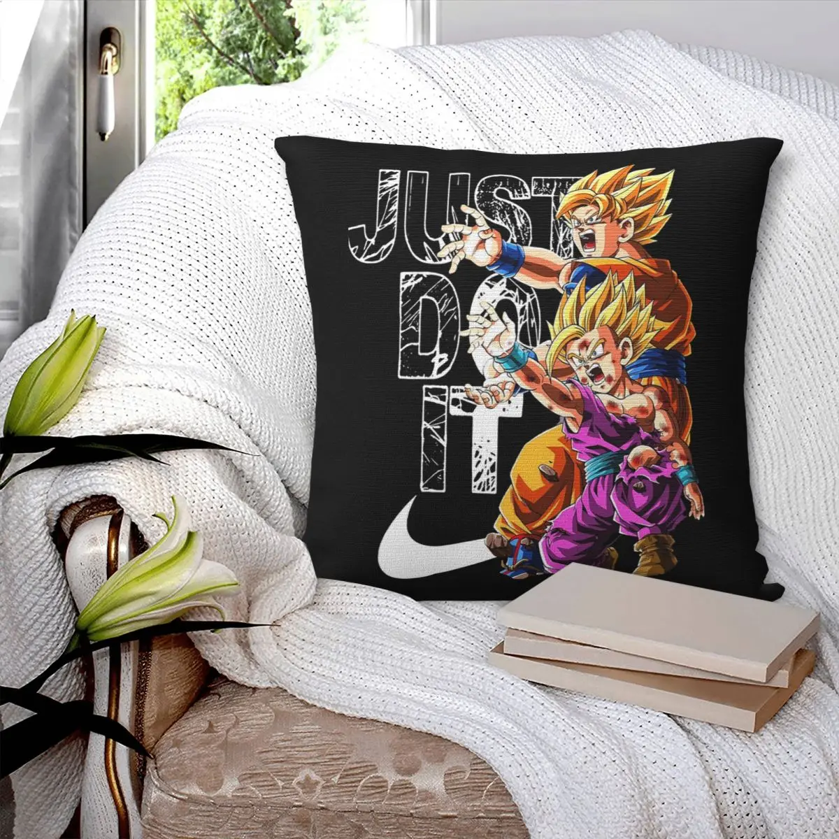 Dragonball Goku And Gohan Kamehameha Square Pillowcase Pillow Cover Polyester Cushion Decor Comfort Throw for Home Car