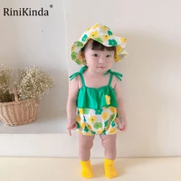 2022 summer newborn infant baby girl solid floral bodysuit jumpsuit outfit clothes baby clothing casual suit