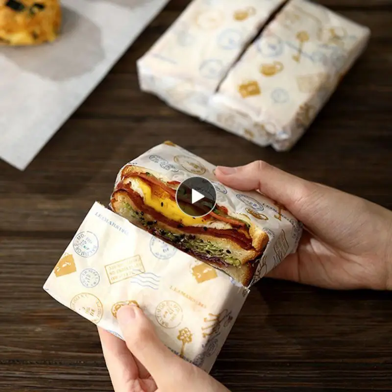 

Home Food Wrapper Paper Bread Sandwich Burger Fries Wrapping Reusable Greaseproof Paper 50 Sheets Baking Utensils Baking Mat