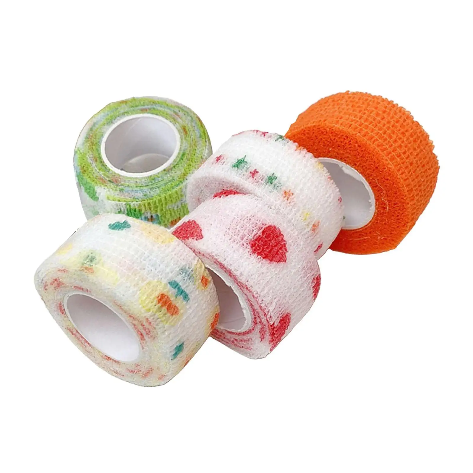

5 Rolls Self Adhesive Bandage Wrap Non Woven for Sports, Wrist, Ankle Tattoo Grip Cover Width 2.5cm Random Color Lightweight