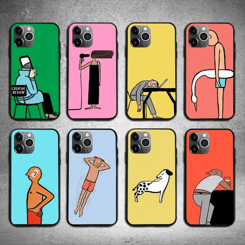 

Чехол для телефона jean jullien для iPhone 11 12 Mini 13 14 Pro XS Max X 8 7 Plus SE XR