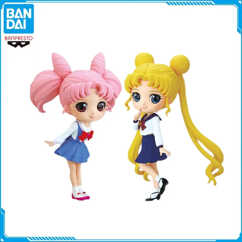 

Anime Sailor Moon Figures Tsukino Usagi Mizuno Ami Chibiusa Aino Minako School Uniform Version Full Set Model CollectionGenuine