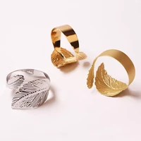 6pcs hotel banquet western feather napkin ring creative fashion diamond leaf napkin buckle simple model paper towel ring