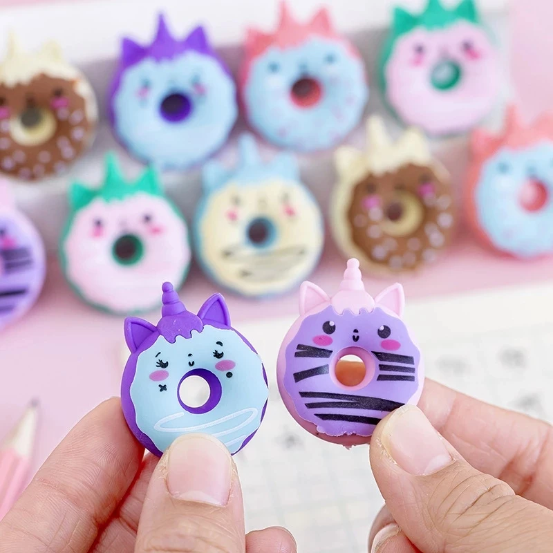 

Jeffan 6pcs Kawaii Unicorn Stationery Doughtnut Student School Office Supplies Children Erasers for Kids Gift Pencil Rubber
