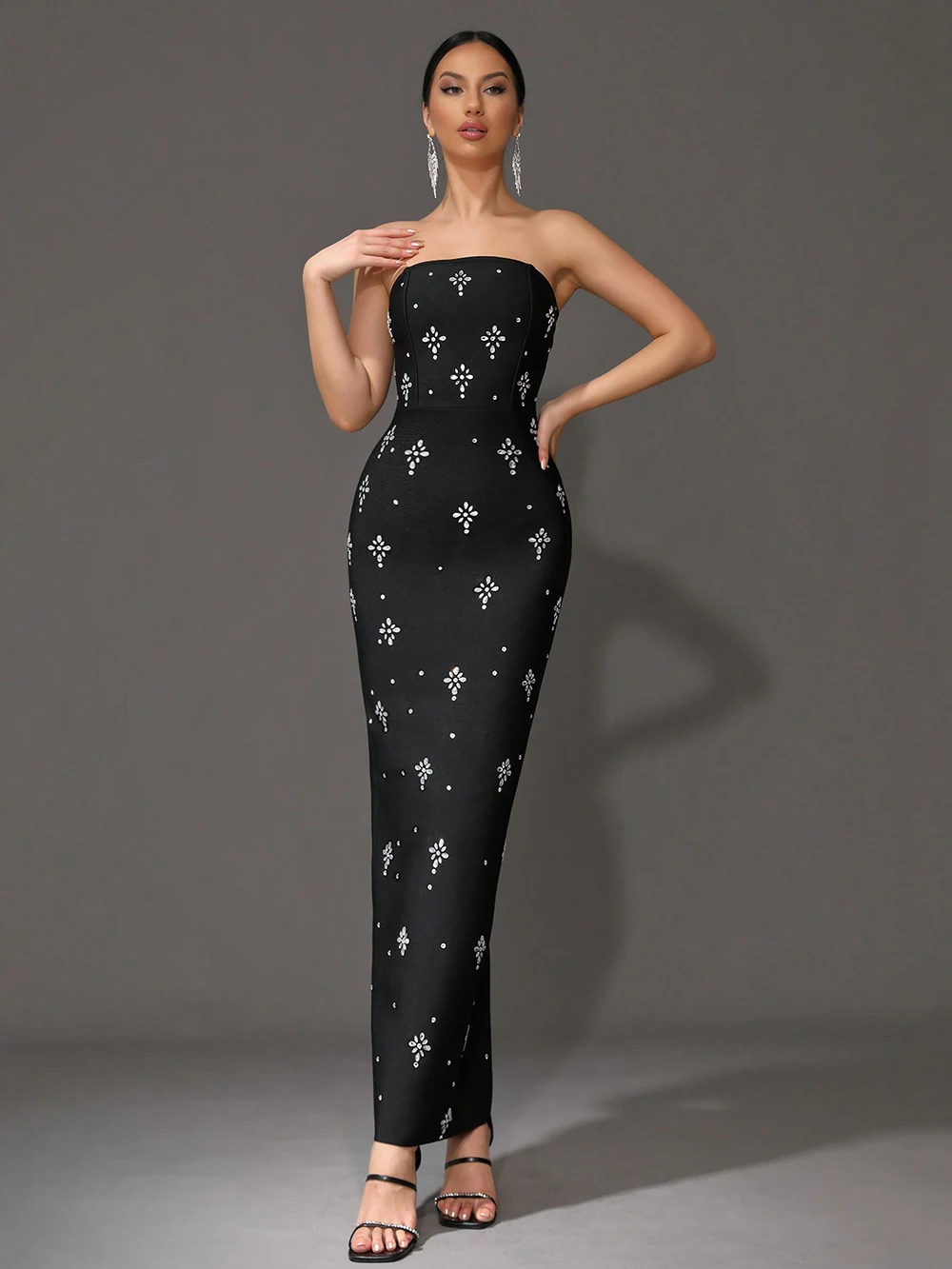 Modphy сексуальные черные без бретелек бриллианты корсетные платья для женщин