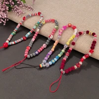 colorful bead lanyard hand woven universal anti lost chain pendant short wrist pendant hand beaded pendant mobile phone lanyard