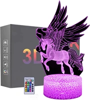 unicorn night lights3d optical illusion led lamps with remote control rgb colors sleep aid night guidance home bedroom deco