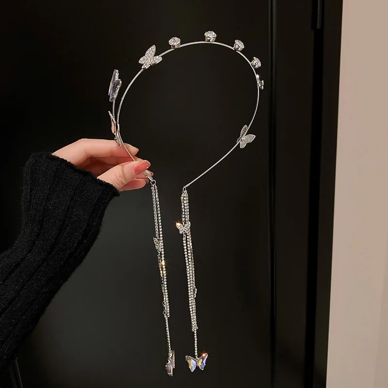 Модный обруч для волос с кисточками элегантный роскошный бабочкой заколка