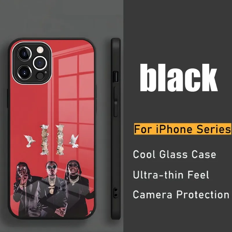

Стеклянный чехол Migos для IPhone 14 Pro 13 11 12 XR XS MAX 7 8 X Plus 13, 2023