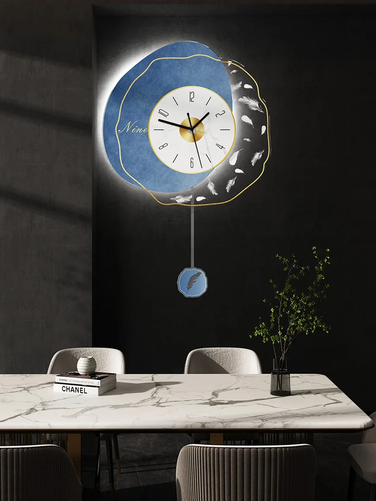 

Модные европейские настенные часы в скандинавском стиле, роскошные современные бесшумные настенные часы, настенные часы с маятником, украш...