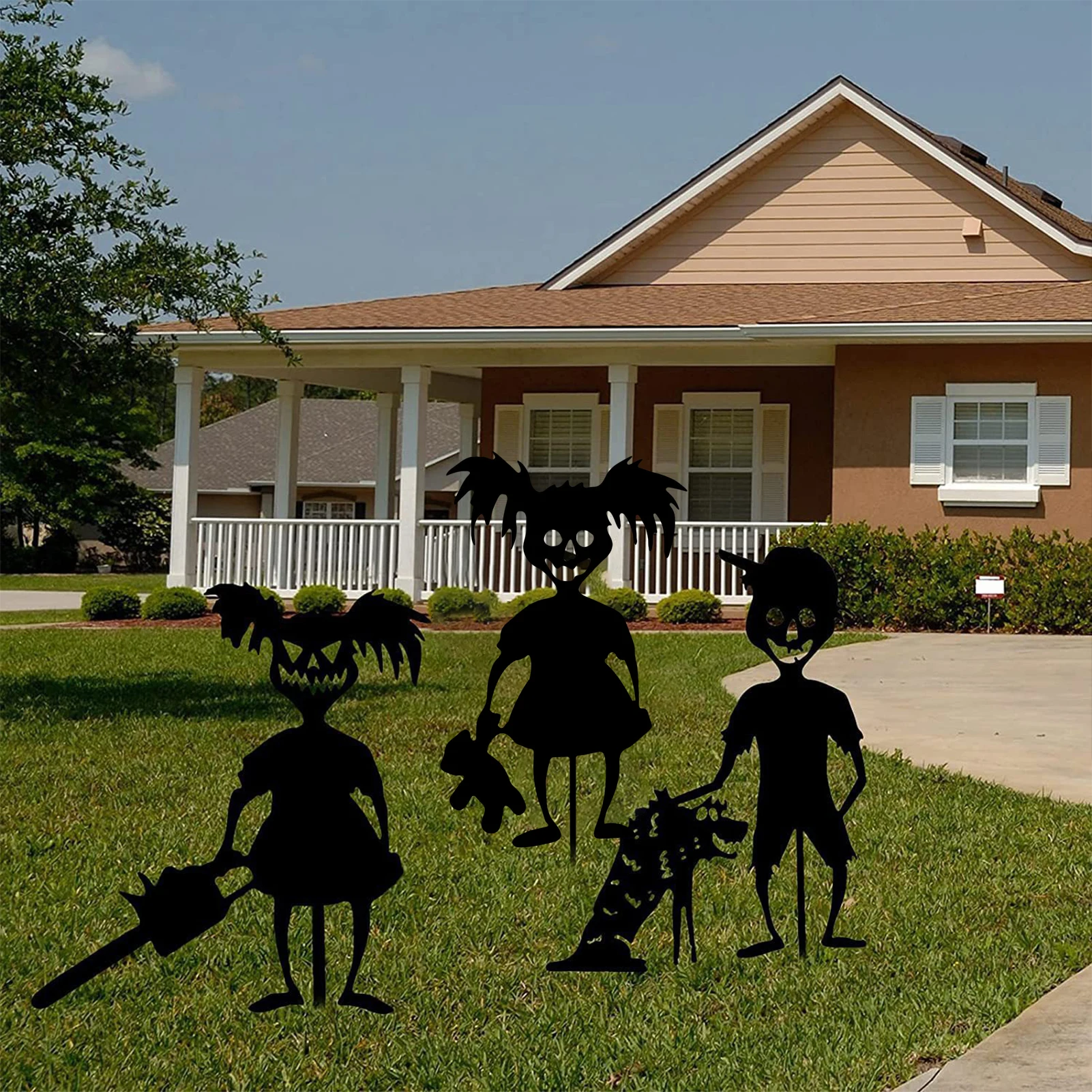 

Halloween Garden Evil Kids Standing Silhouette Unique Garden Yard Pile Outdoor Sculpture Little Devil Kids Home Decoration