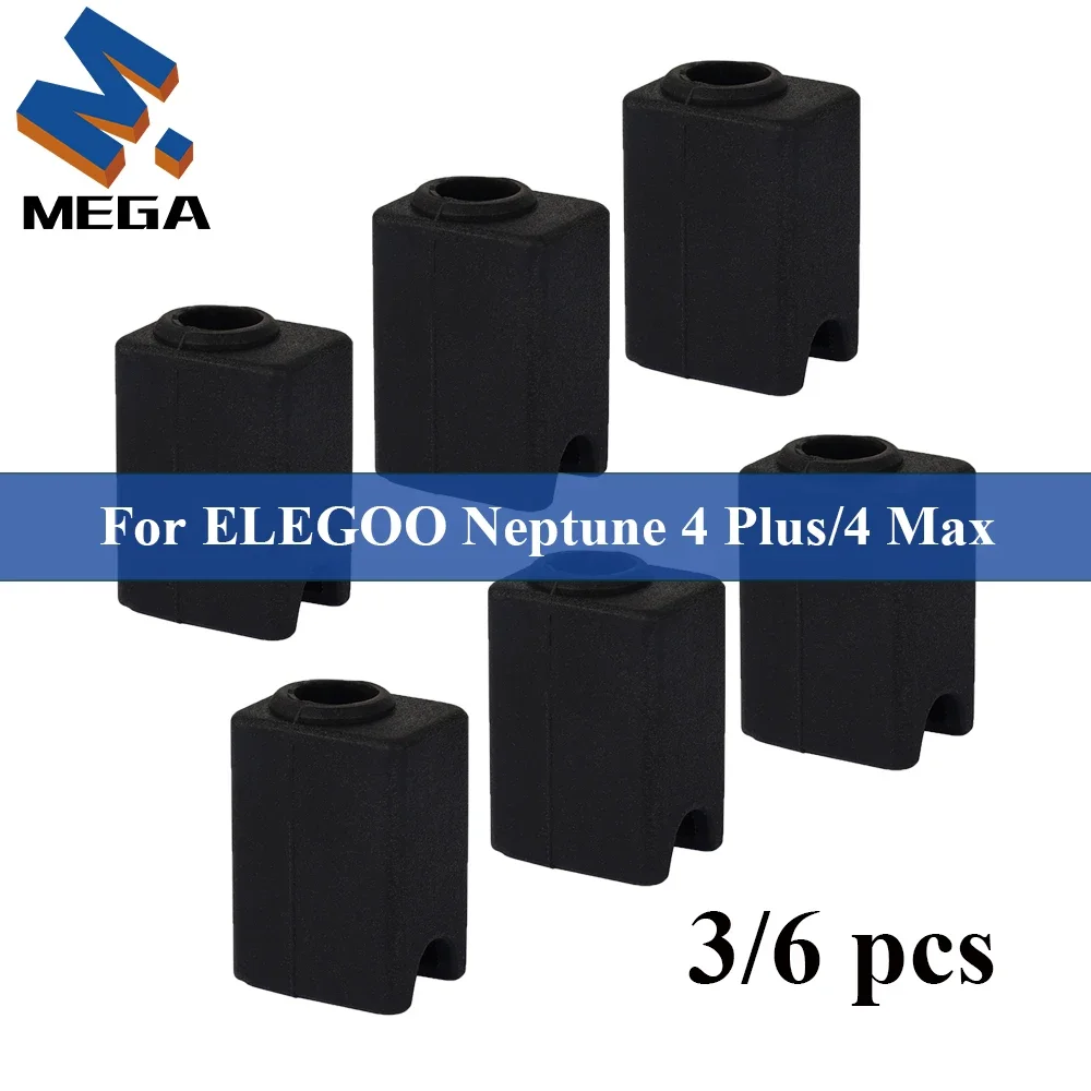 Фото 3/6 шт. для ELEGOO Neptune 4 Plus/4 Max Hotend, силиконовый носок, черный чехол, головка принтера, детали 3D-принтера для термоблока №1