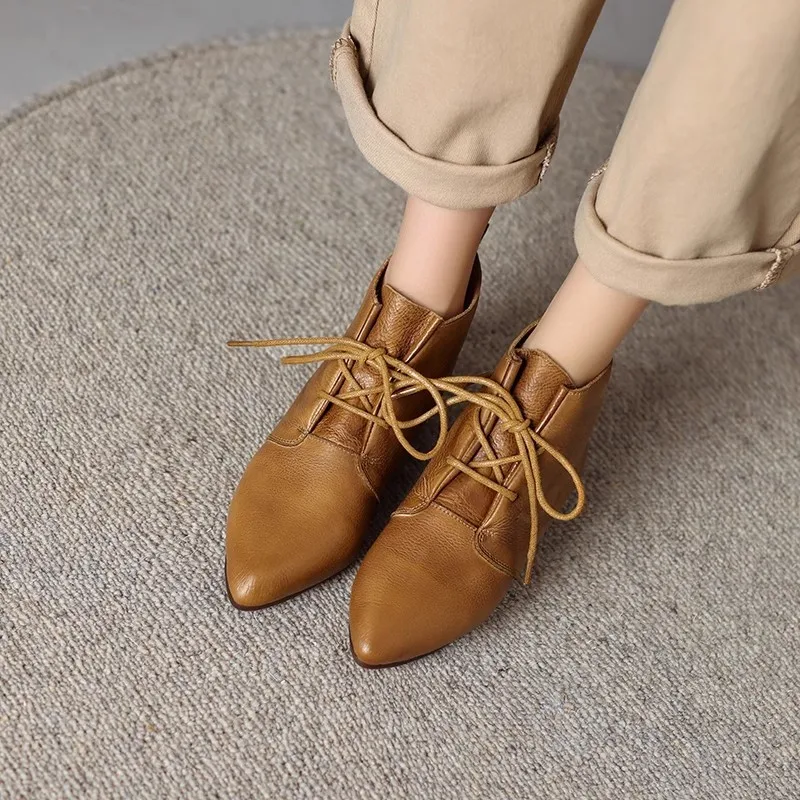 Женские ботинки на шнуровке в британском стиле новинка зимы 2024 женская мягкая