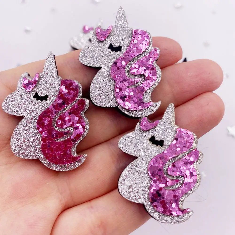 Ful Glitter Bepowder Cartoon Purple Unicorn Patch Applique S