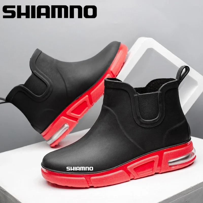 

Brand Ankle Men's Rain Boots Rubber Fishing Shoes 2024 Fall Slip on Rain Shoes Male Waterproof Work Boots Men Fishing Shoes
