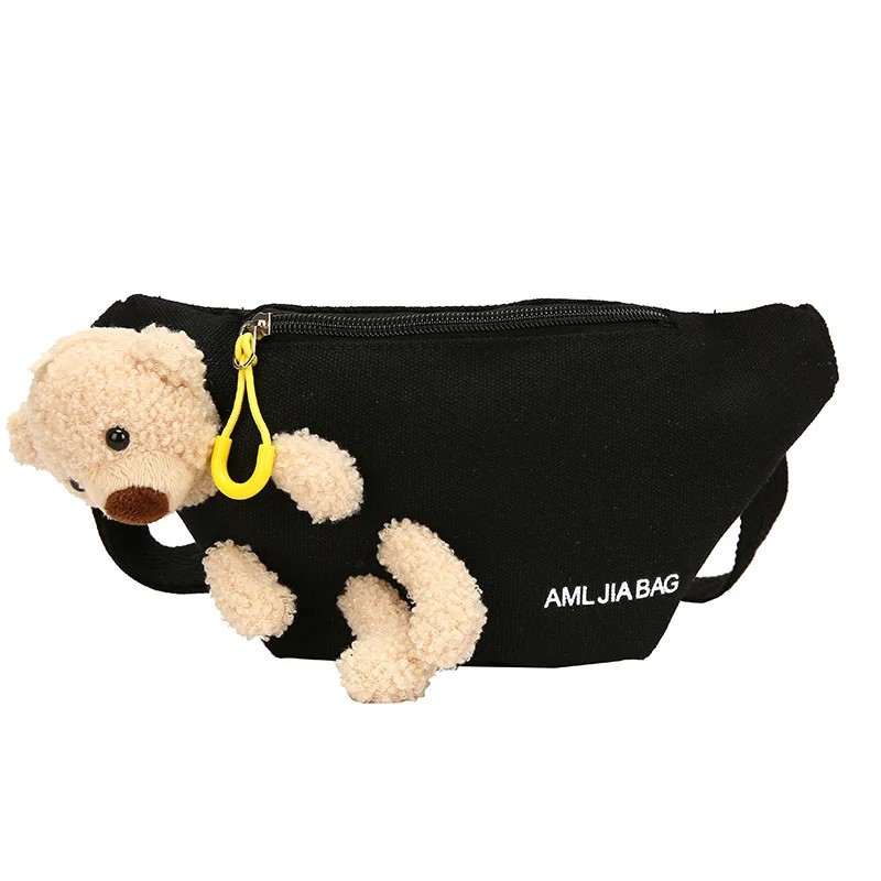 Cute Bear Women's Waist Bag High Quality Canvas Belt Bags Designer Crossbody Chest Bag Female Solid Fanny Pack Banana Hip Purse