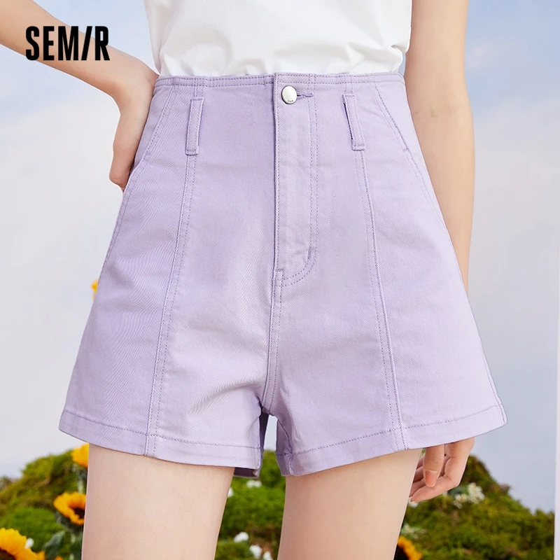 

SEMIR Casual Shorts Women High Waist Slim A-Line Pants Purple 2021 Summer New Loose Net Red Ins Pants Women