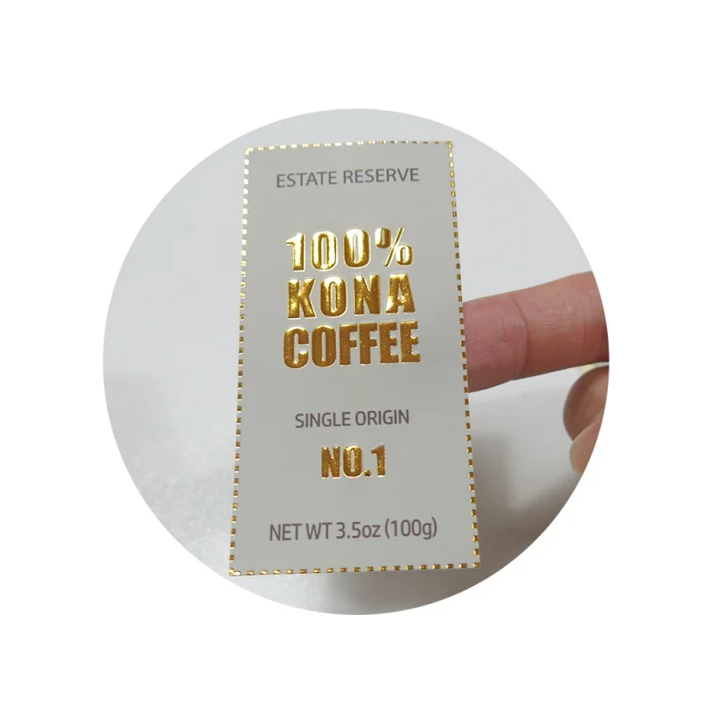 

Bulk Custom Peelable adhesive beverage packing paper gold foil stamping label embossed stickers