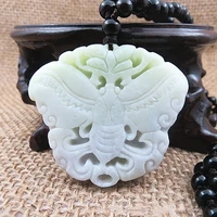 natural chinese lantian jade hand carved butterfly pendant fashion boutique jewelry men and women necklace popular gift