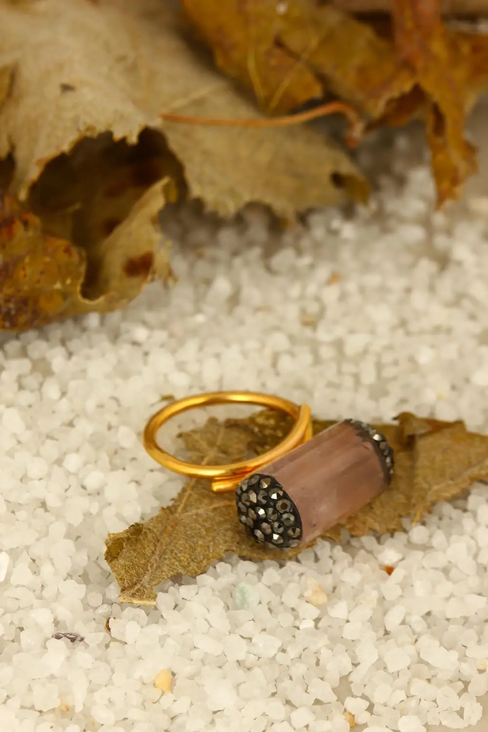 

Natural stone Women 'S Pink Quartz Ring Z121Ar190