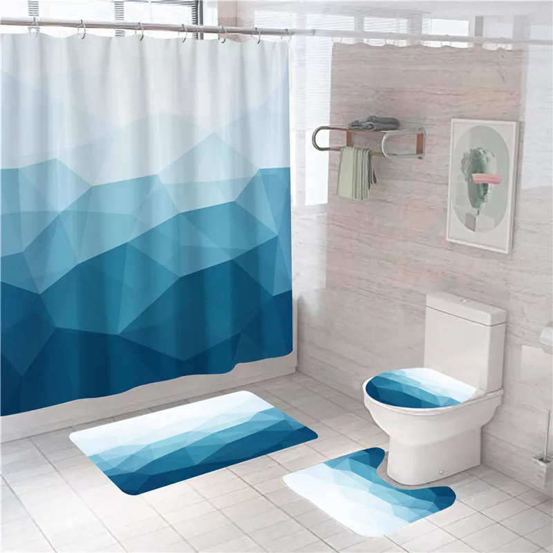 

Blue Site Marble Shower Curtain Polyester Fabric Curtains Bathtub Divider for Room Decoration Bathroom Product Modern Accessory