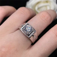 trendy white gold au750 ring 6 5mm 1ct certified moissanite diamond mens engagement ring beautiful party jewelry for man