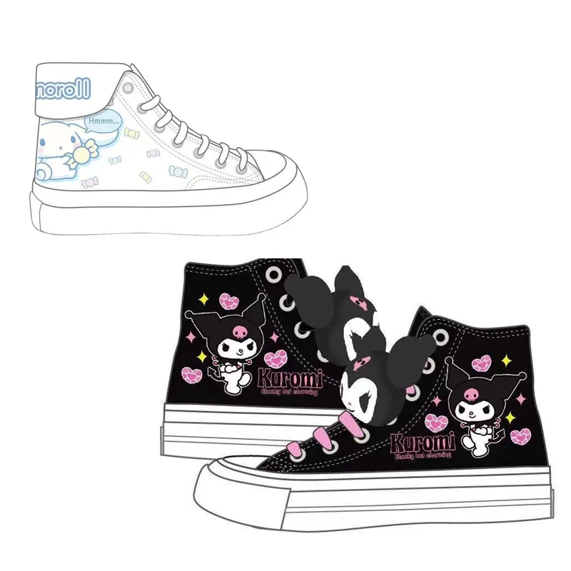

Sanrio Anime Kuromi Cinnamoroll Yugui Dog Kuromi Casual Cute Girls Canvas Shoes Kawaii Sneakers Booster Shoes Girls Gifts