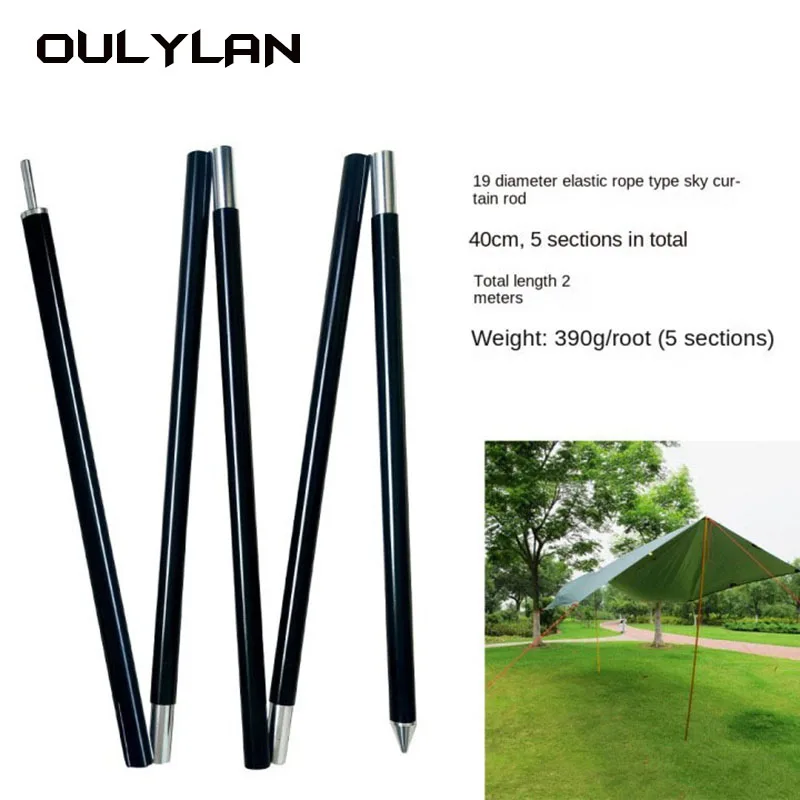 

Oulylan Aluminum Alloy Adjustable 2M Tarp Poles Thicken Stick Rack Rod Pole Outdoor Camping Ultralight Awning Tent Support Pole