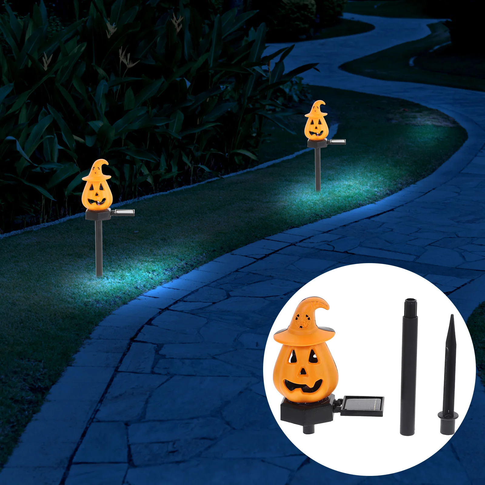 

Light Pumpkin Garden Solar Stake Lights Decor Yard Pathway Led Jack Lantern3D Lighted Stakes Lamp Signs Lawn Outdoor Landscape