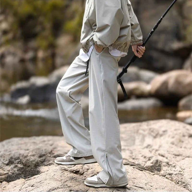 Новые мешковатые спортивные штаны с боковой молнией для мужчин осенние уличные