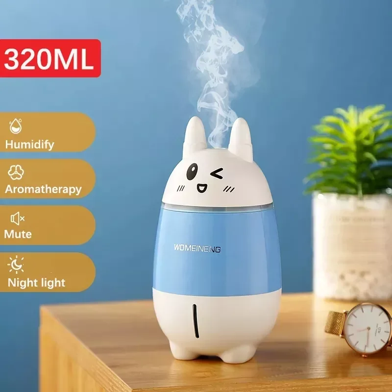 

New 320ML Mini Ultrasonic Air Humidifier LED Lamp USB Essential Oil Diffuser Car Purifier Aroma Anion Mist Maker With Light