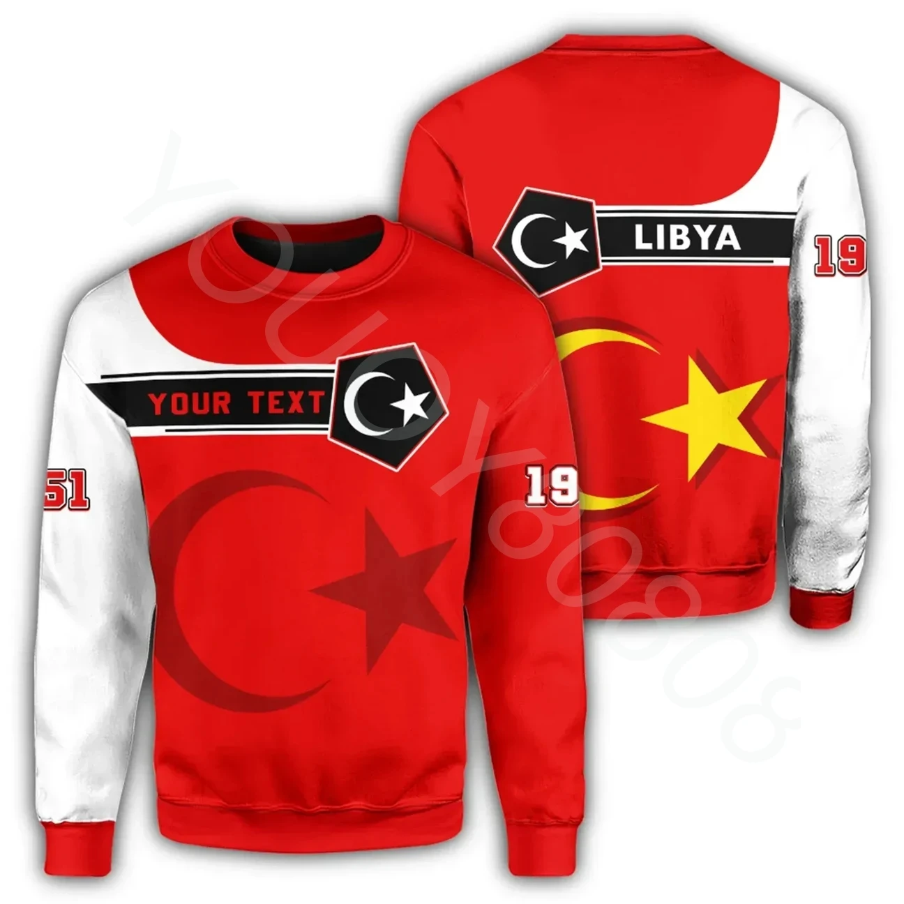 

(Customized) Africa Zone Spring Crew Neck Sweatshirt Casual Street Sweatshirt Print - Libya Sweatshirt Pentagon Style