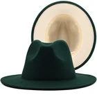 2022 простые двухцветные шляпы федоры для мужчин зеленая бежевая Нижняя фетровая шляпа фетровая Ткань идеальная Мужская церковная шляпа 56-58 см