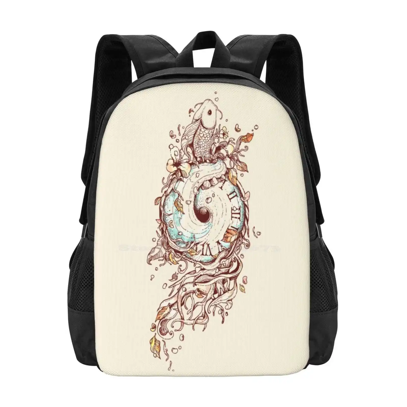 

A Temporal Existence Pattern Design Laptop Travel School Bags Existence Temporal Time Life Death Flowers Nature Fish Dissipate